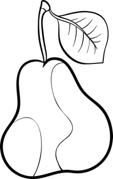 Black and White Cartoon Illustration of Pear Fruit Food Object for Coloring Book
