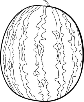Black and White Cartoon Illustration of Watermelon Fruit Food Object for Coloring Book