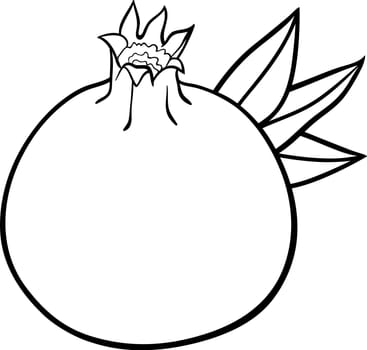 Black and White Cartoon Illustration of Pomegranate Fruit Food Object for Coloring Book