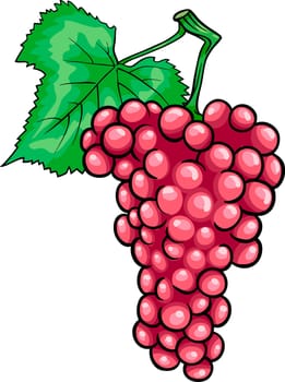 Cartoon Illustration of Bunch of Red or Pink Grapes or Grapevine Fruit Food Object