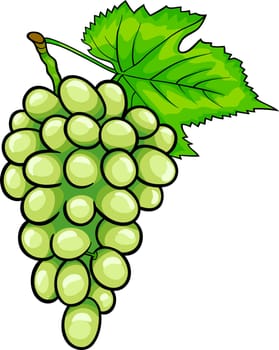 Cartoon Illustration of Bunch of White or Green Grapes or Grapevine Fruit Food Object