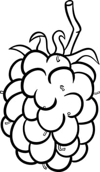 Black and White Cartoon Illustration of Blackberry Berry Fruit Food Object for Coloring Book