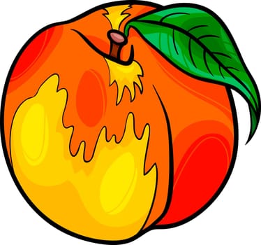 Cartoon Illustration of Peach Fruit Food Object