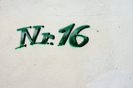 Die Nahaufnahme von Street Art, Schriftzeichen Nummer 16.
