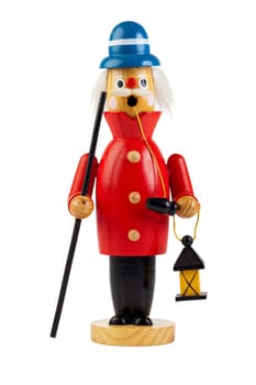 Traditional incense smoker made of wood insulated against a white background