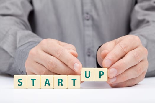 Businessman complete his startup business. Investor accelerate start-up project concept.