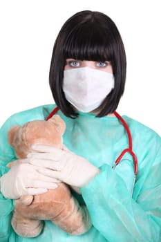 nurse wearing surgical mask in paediatric unit