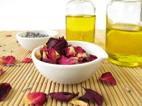Massage oil with lavender and rose