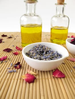 Massage oil with lavender and rose