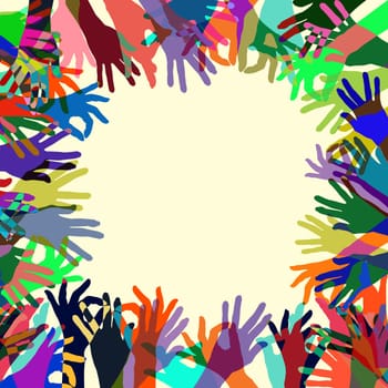 Abstract frame for design made from hands