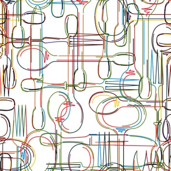 Cutlery seamless pattern, abstract art background