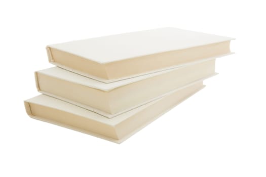a stack of three books on white background