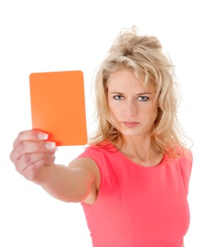 Woman shows red card