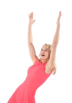 elegant young woman cheers