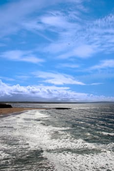 ballybunion in summer with beautiful sea, sky and beach