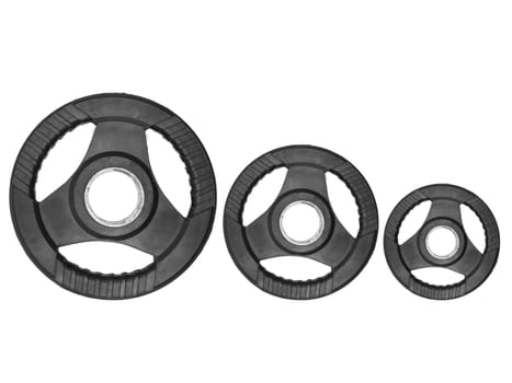 Gym weights isolated against a white background