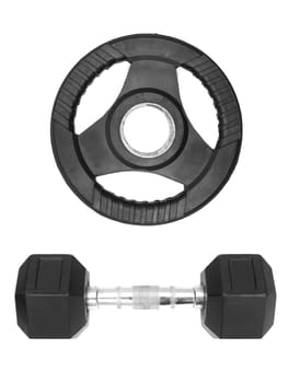 Gym weights isolated against a white background