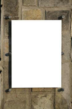 blank sign over pannel rock background