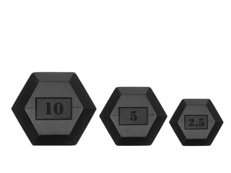 Gym weights isolated against a white background