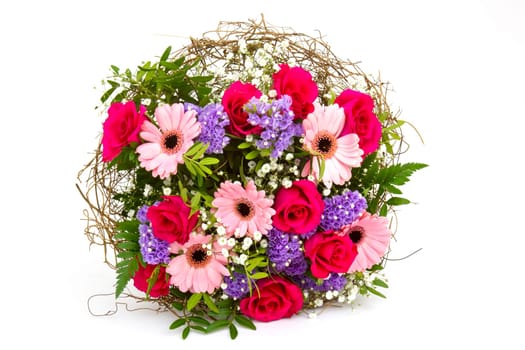 bouquet of colourful flowers isolated on white