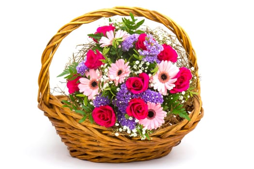 colourful flowers in a basket