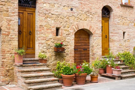 lovely tuscan street, Pienza, Italy