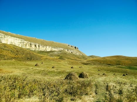 Caucasus landscape and autumn nature in daylight