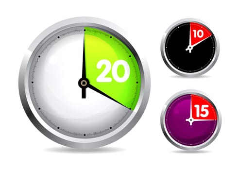 Set of timers isolated on white backgrounds