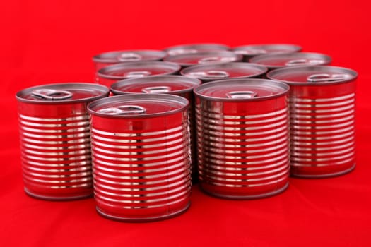 A group of red cans
