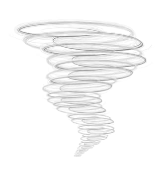 Illustration of tornado, as a natural disaster on white