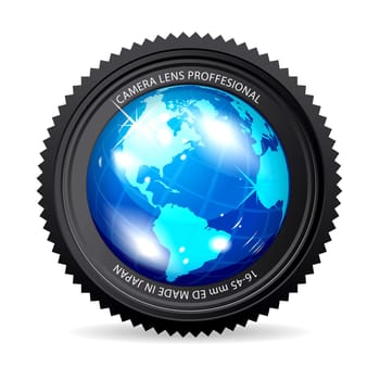 Zoom the World РЎamera lens with Globe