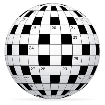 A blank crossword in form world globe