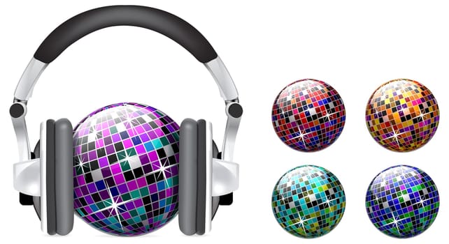 discoball with headphones