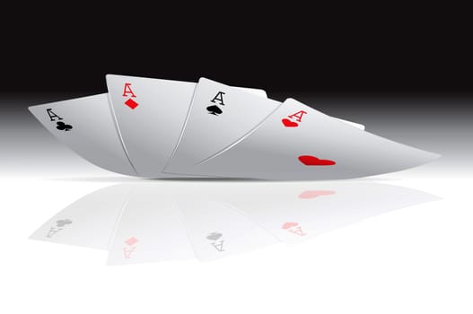 Four card aces illustration. Poker concept