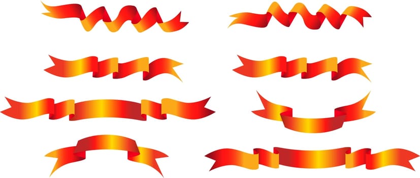set of red banners