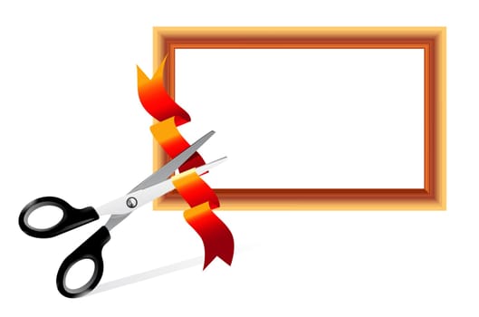 Scissors cutting ribbon. Open Gallery. Easy to resize
