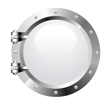 realistic metalic porthole on white background