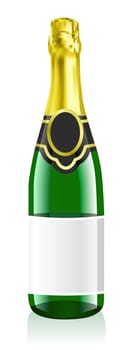 bottle of champagne illustration isolated on white background