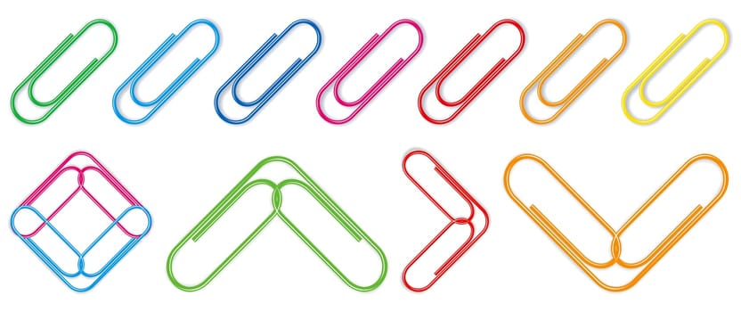 aper clip set on white background