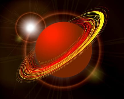 Saturn planet illustration on black background