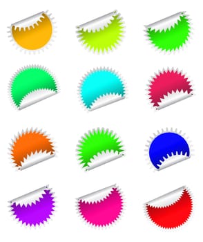 Illustration of stickers on white background