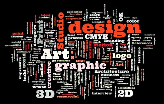 Graphic design studio. Trendy print concept word cloud