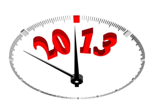 new year 2013 concept clock closeup on whte background