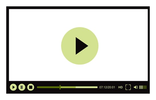 Video player for web, vector illustration on white