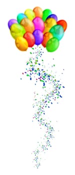 arty balloons with splash from confetti on white