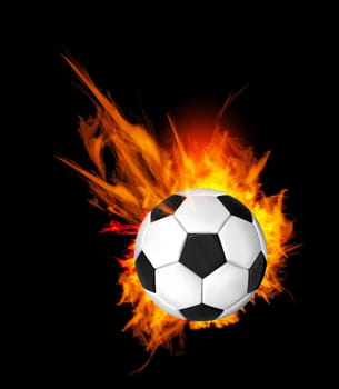 Soccer Ball on Fire. Illustration on black background