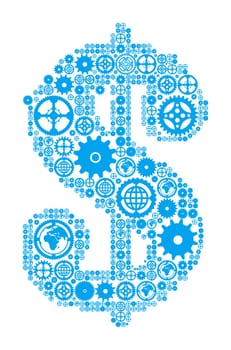 Dollar sign in the form of a gear mechanism. Vector illustration