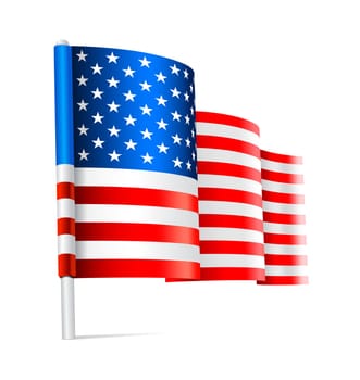 Vector - American USA flag waving on white background