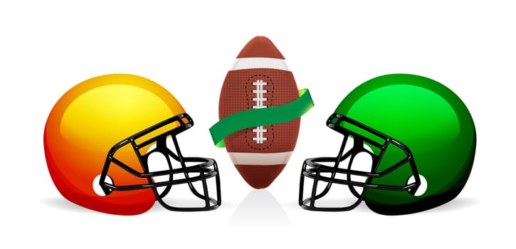 american football field, ball and helmet vector