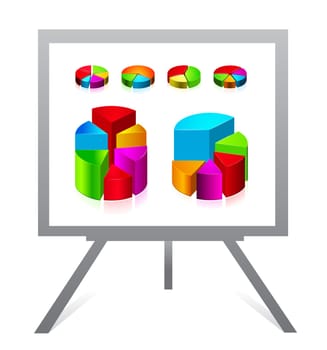 Flip chart and graph on white background